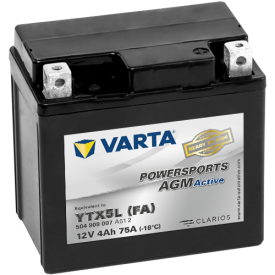 Varta Powersports AGM Active YTX5L-4 Batterie | 504 909 007 | 12V 4Ah - 