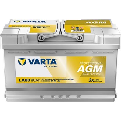 VARTA LA80 Professional Dual Purpose AGM 12V 80Ah 800A Batterie 840 080 080
